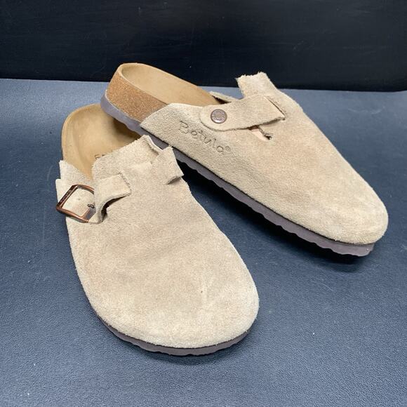 Birkenstock Betula Boston Latte Suede Leather Unisex Shoes 39 250 L8 M6 Narrow - Picture 1 of 8
